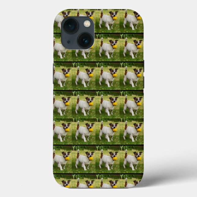 Fox Terrier Wanna Play Ball, Funda del iPhone 13 (Reverso )