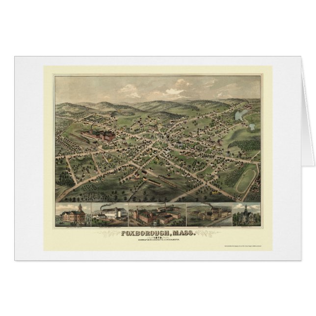 Foxborough, mapa panorámico de las MAMÁES - 1879 (Anverso (Horizontal))