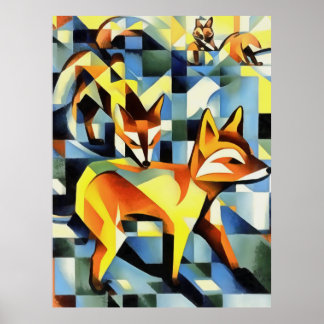 Foxes Artísticos En Un Estilo De Arte Geométrico