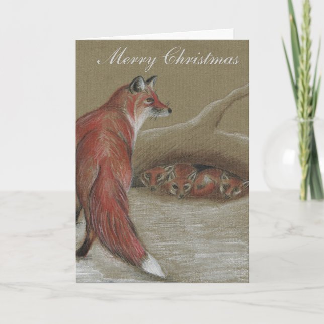 Foxes Tarjetas de Navidades de vida silvestre brit (Anverso)