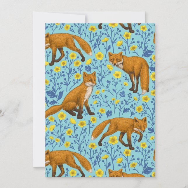 Foxes y mariposas en azul de la piscina (Anverso)