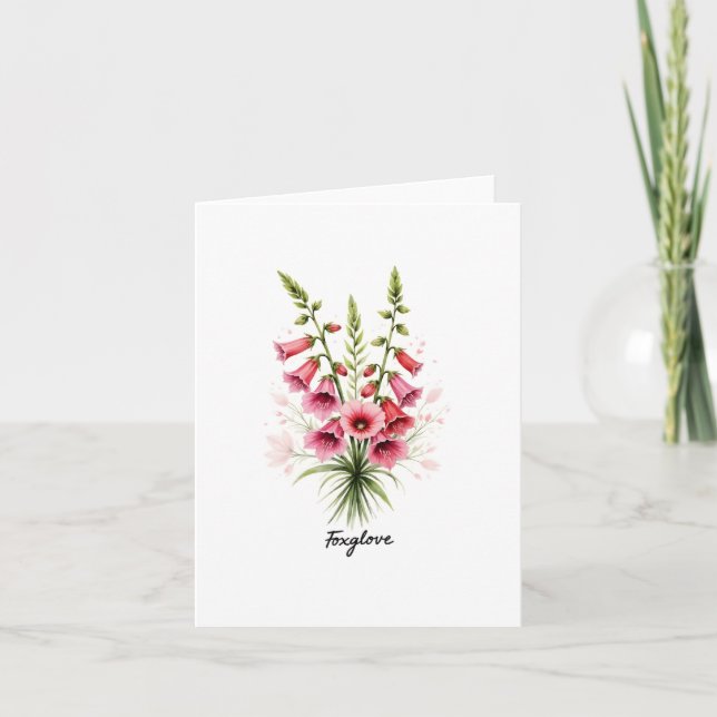 Foxglove Floral Blank Note Card (Anverso)