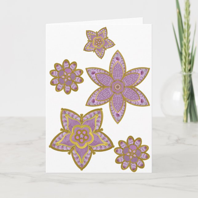 Foxglove y tarjeta botánica de oro (Anverso)