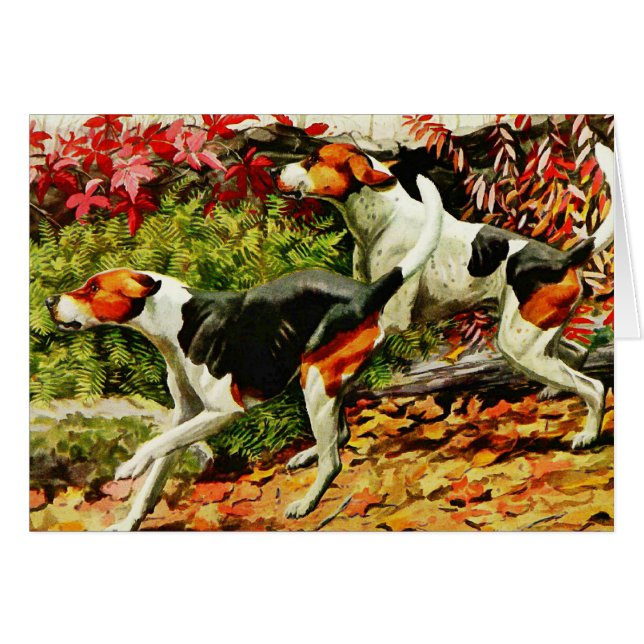 Foxhounds(English&American ) in autumn wood (Anverso (Horizontal))