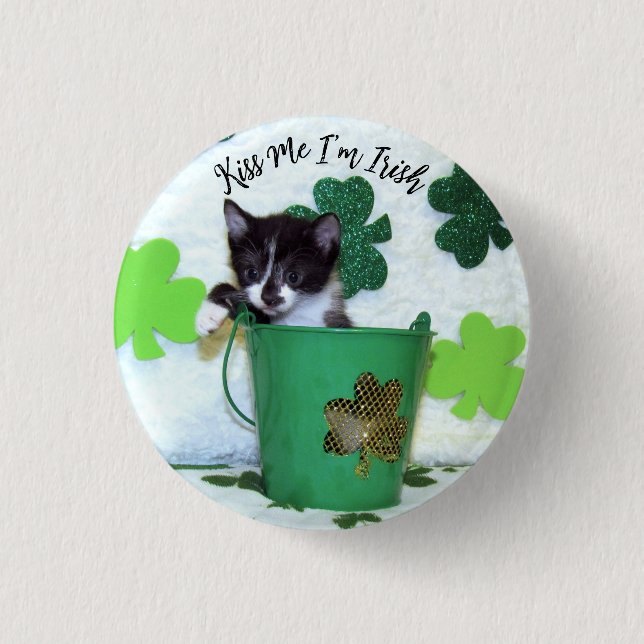 Foxi Moxi's St. Patrick's Day- botón Cat / Kitten (Anverso)