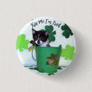 Foxi Moxi's St. Patrick's Day- botón Cat / Kitten