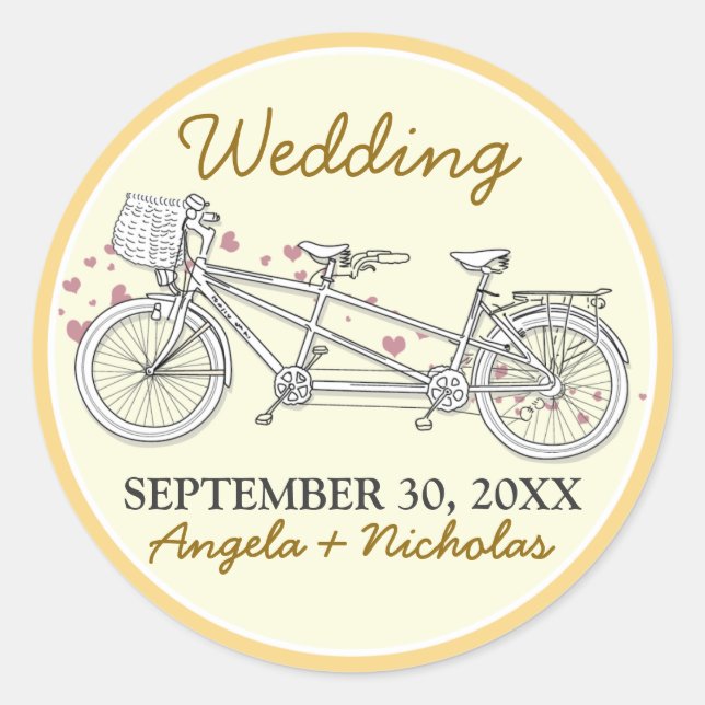 {FP} Sello de Invitación a la Boda en Bicicleta Ta (Anverso)