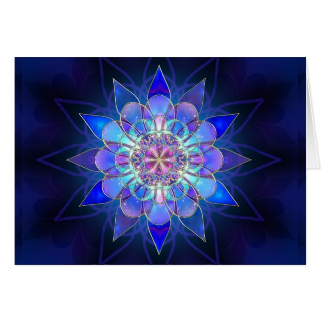 Fractal azul de la mandala de la flor (Anverso (Horizontal))