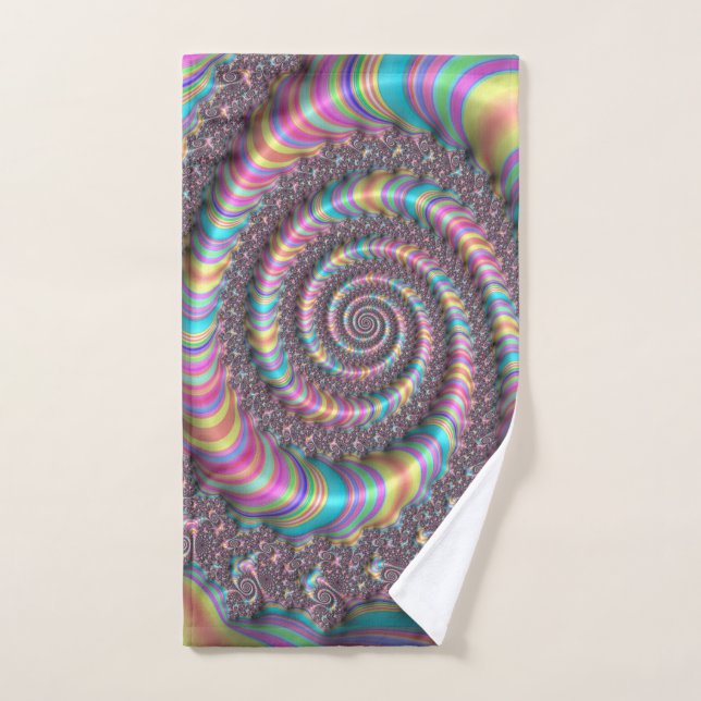Fractal Bright Rainbow Nautilus Swirl (Toalla de mano)