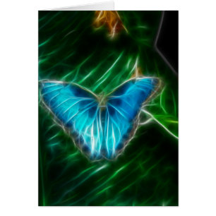 Fractal de mariposa de morfo azul eléctrico