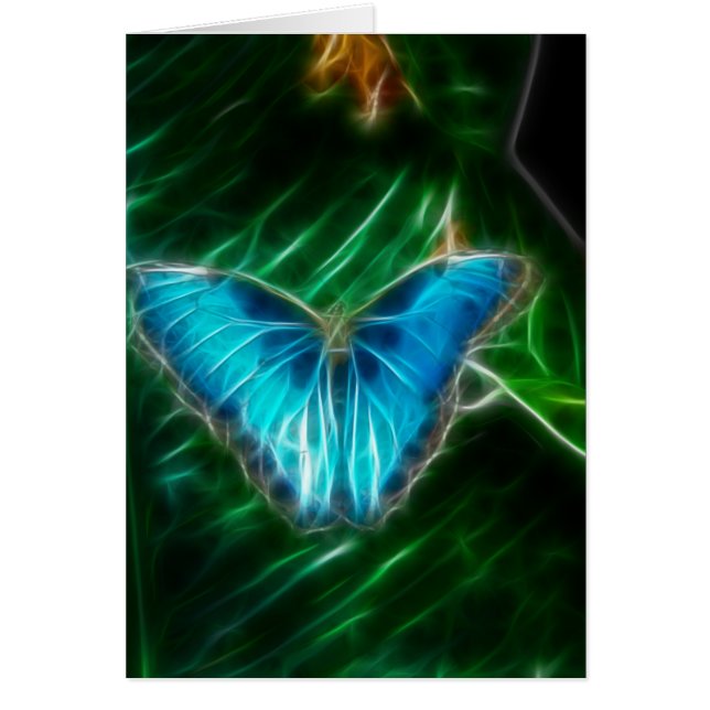 Fractal de mariposa de morfo azul eléctrico (Frente)