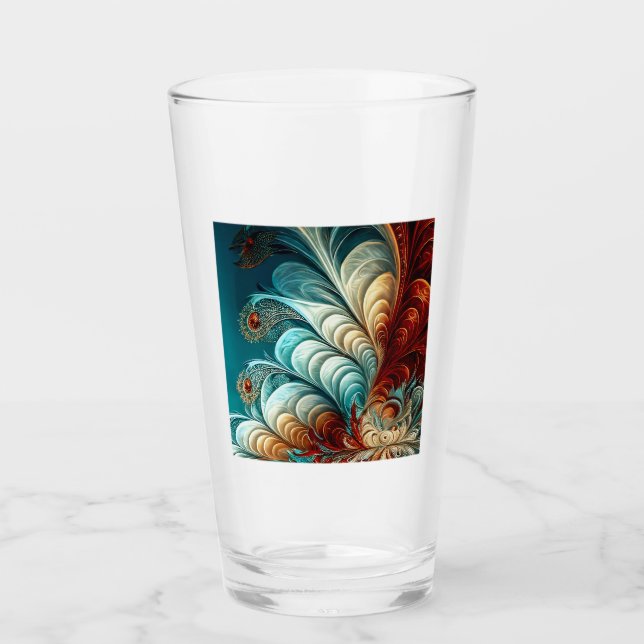 Fractal Feathers Glass Tumbler (Anverso)