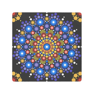 Fractal floral Dotado Retro Mandala Arte Metalizad