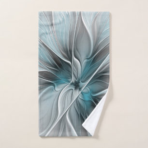Fractal floral moderno abstracto flor azul gris
