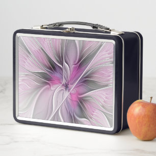 Fractal floral moderno abstracto flor rosa gris