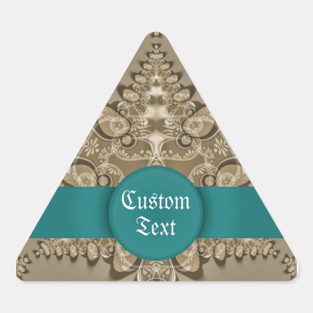 Fractal Lace Gift Tag Nameplate Triangle Pegatina (Anverso)