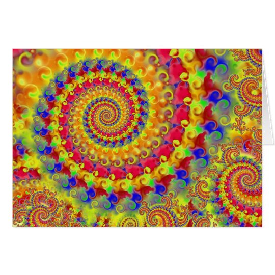 Fractal loco amarillo tarjeta de felicitación