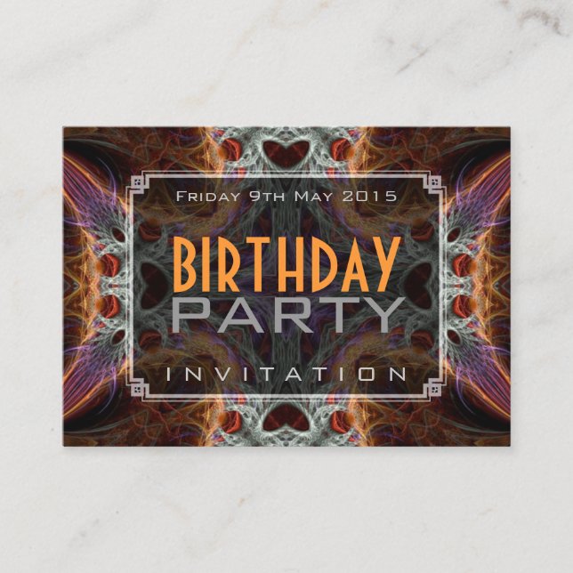 Fractal Love Hearts Birthday Mini Invitaciones (Anverso)