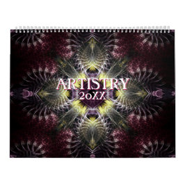 Fractal Mandala Artistry Calendario de pared de 12