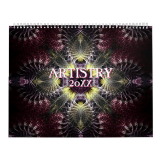 Fractal Mandala Artistry Calendario de pared de 12