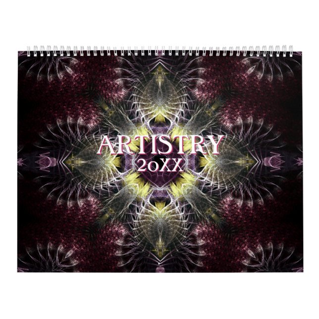 Fractal Mandala Artistry Calendario de pared de 12 (Tapa)