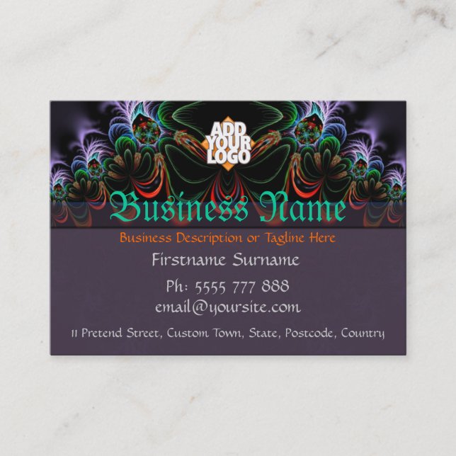 Fractal Mariposa Art con Logotipo tarjeta de visit (Anverso)