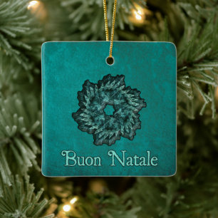 Fractal Wreath - Ornamento cerámico Buon Natale