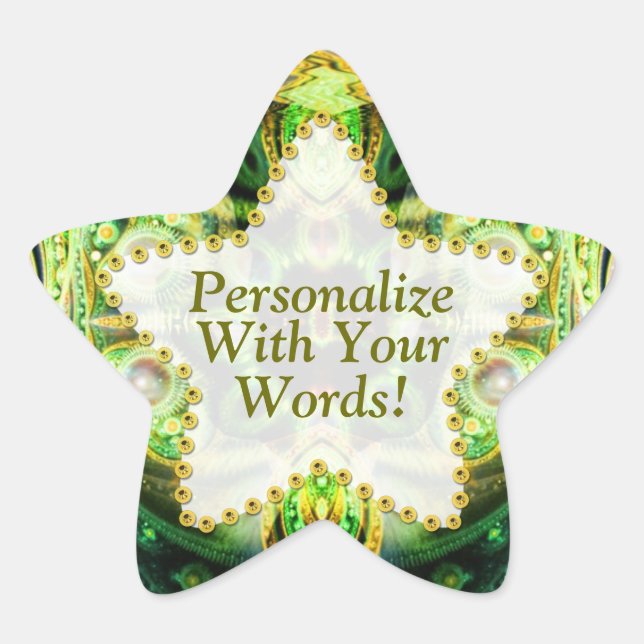 Fractales naturales Estrella Verde Pegatina (Anverso)