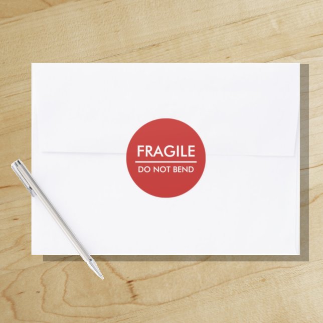 Frágil / No Doblar Etiqueta de Envío Rojo Negrita ("Everyday is abundantly beautiful." 
Sincerely Best Wishes from Lucky Design World)
