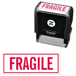 FRÁGIL sello de goma rojo de entintado automático 