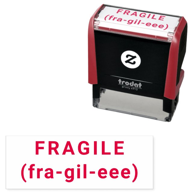 FRAGILE Funny Sello de auto-tinta RED (In Situ)