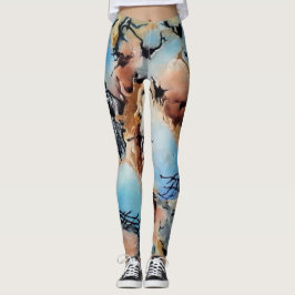 "Fragmento pintado de cielo azul", leggings de muj