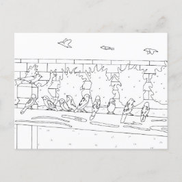 Fragmentos en un riel, coloreando postales