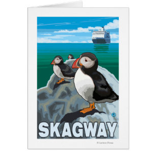 Frailecillos y barco de cruceros - Skagway, Alaska