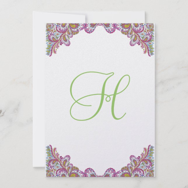 Frambuesa y lima en la invitación a la boda de pai (Anverso)