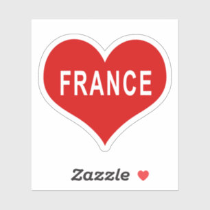 FRANCE Red Love Heart Vinyl Pegatina