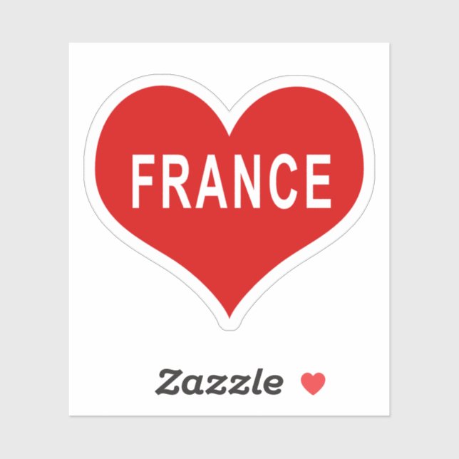 FRANCE Red Love Heart Vinyl Pegatina (Hoja)