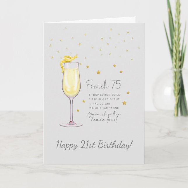 Francés 75 Cóctel 21ª tarjeta de cumpleaños feliz (Anverso)