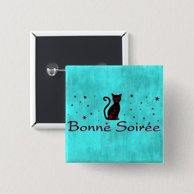 Francés: botón Bonne Soiree (Anverso y reverso)