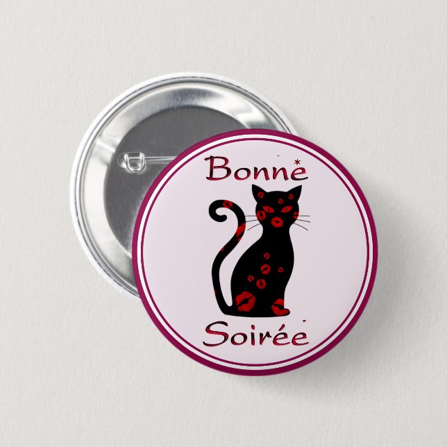 Francés: botón Bonne Soiree (Anverso y reverso)