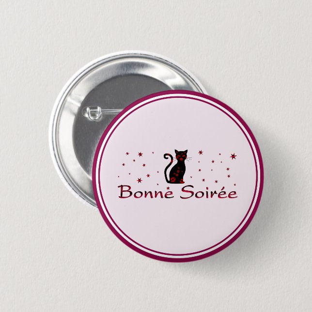 Francés: botón Bonne Soiree (Anverso y reverso)