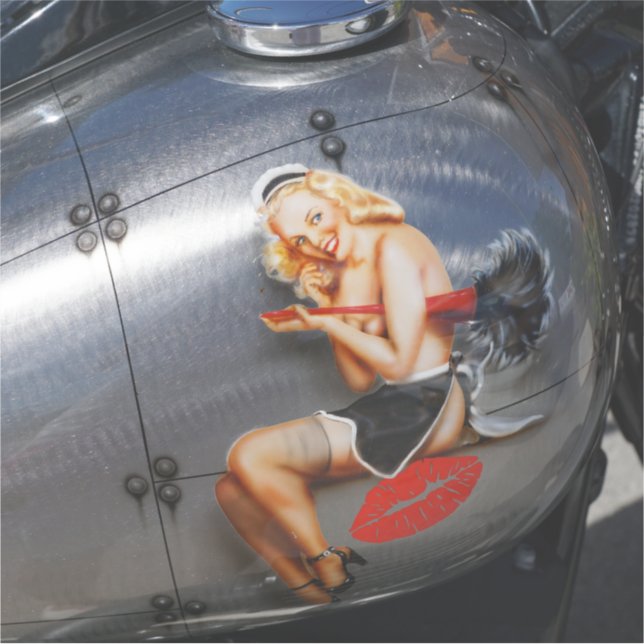 FRANCÉS MAID RETRO gran Pegatina (Anverso)