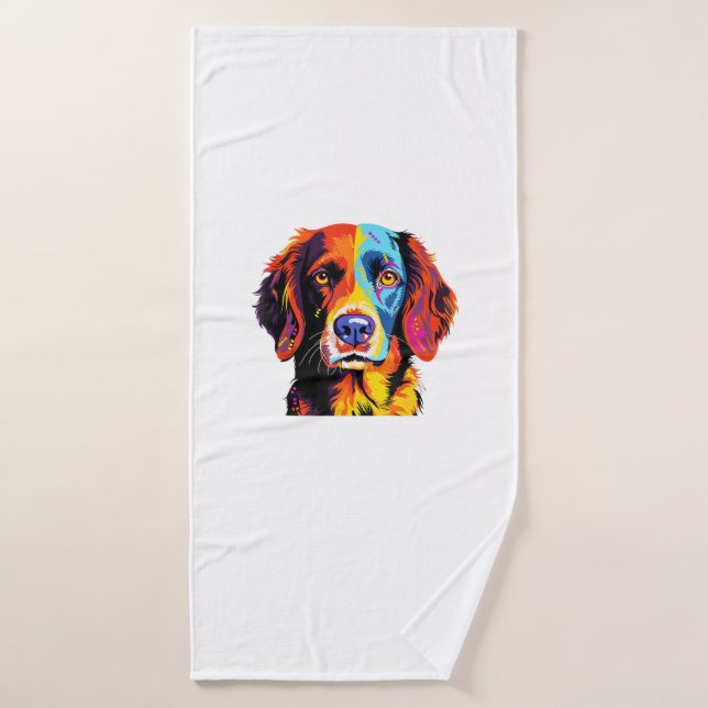 Francesa Bretaña Español Mamá Papá Perro Cara Pop  (Toalla de baño)