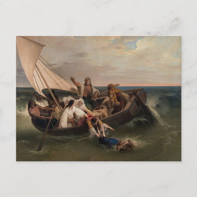 Francesco Hayez - Barco de la postal de los fugiti (Anverso)