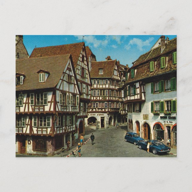 Francia, Colmar, Alsacia, postal retro (Anverso)