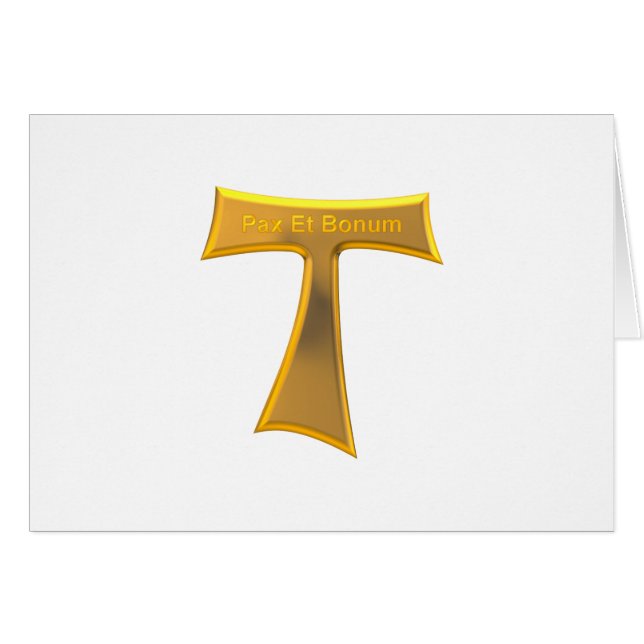 Franciscan Tau Cross Pax Et Bonum Gold Metallic (Anverso (Horizontal))