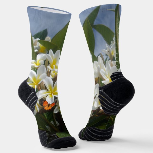 Frangipanis con mariposa, calcetines (Angular)
