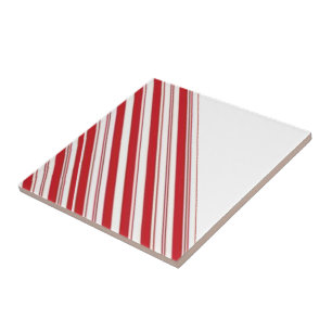 Franja de Azulejo Cerámico Rojo y Blanco a Rayas