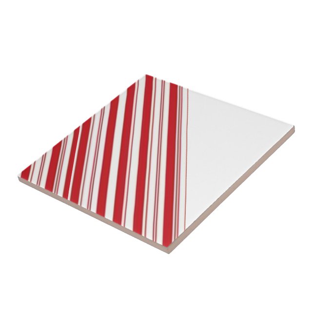 Franja de Azulejo Cerámico Rojo y Blanco a Rayas (Lado)