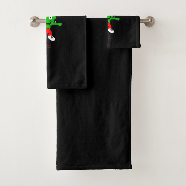 FrankenCheese Hugs Bathroom Towel Set (In situ)